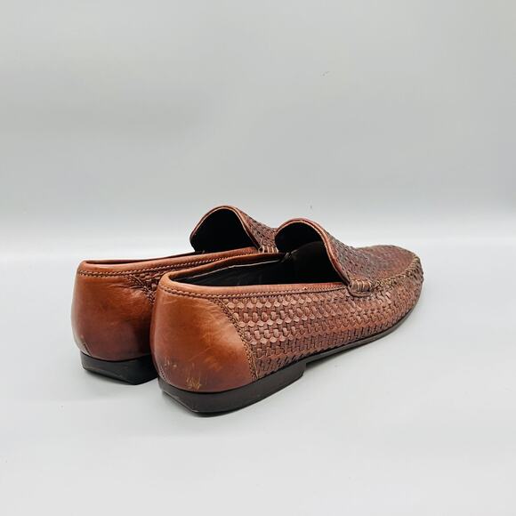 Tommy Bahama Shoes Mens 9 Brown Leather Woven Loafers Slip On Casual Comfort main image 4